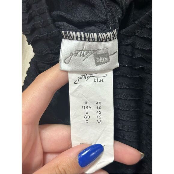 Gottex Blue Ribbed Black Built In Bra One Piece Swimsuit Women's Size 10 - Picture 11 of 11